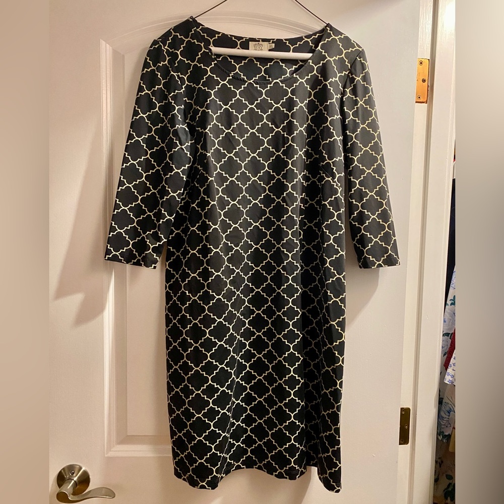 Geometric Black and Tan Work Dress